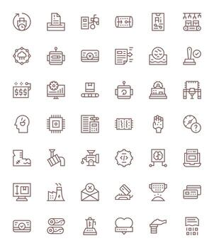Regular Line Display Perfect Icons from Processing Set with 42 High Resolution Icons vector