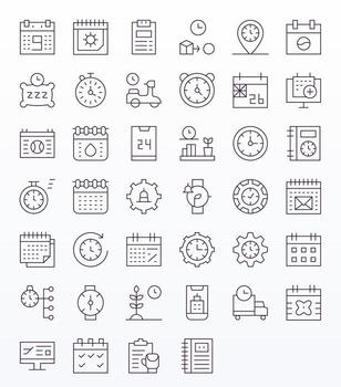 calendario moderno colección con 40 Delgado línea 64 x 64 píxel optimizado íconos vector