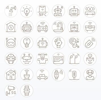 32 Delgado línea monitor Perfecto íconos hecho a mano para inteligente retina Listo aplicaciones vector