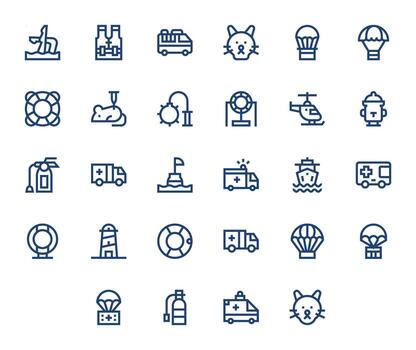 Rescue Icon Set with 28 Bold Line High Resolution PIXEL Perfect Graphics vector