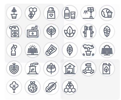 EcoFriendly Icon Set with 28 Bold Line High Resolution Editable Graphics vector