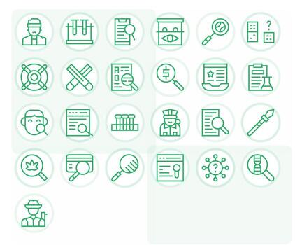 25 Regular Line Pixel Optimized Icons tailored for Investigation High Resolution interface vector