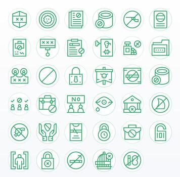 Restricted Access Visual Pack containing 35 Regular Line Editable Icons vector