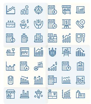 Sales Scalable Set featuring 42 Pixel Aligned Regular Line 128x128 Icons vector