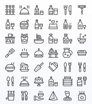 42 Regular Line PIXEL Perfect Vectors for Serving Theme