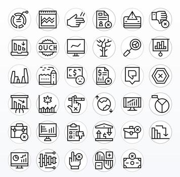 35 Regular Line Icons for Decline in crisp 128x128 Display Perfect resolution vector