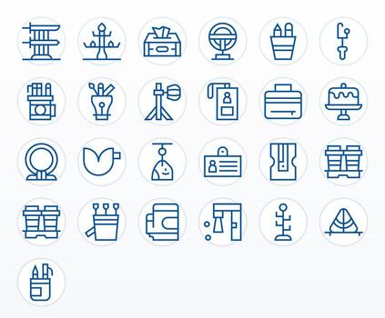 25 128x128 Regular Line Pixel Aligned Icons for Holder Projects vector