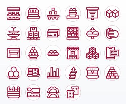28 PIXEL Perfect Bold Line Icons designed for Stacked Interface vector