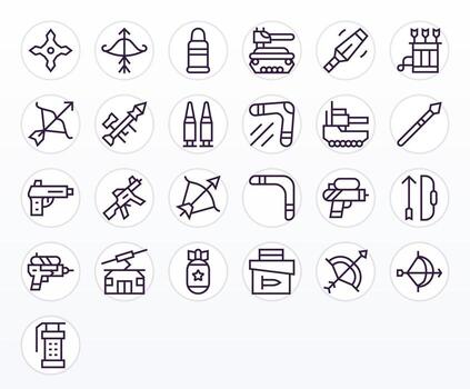 25 64x64 Regular Line Icons optimized for Projectile Display Perfect display vector