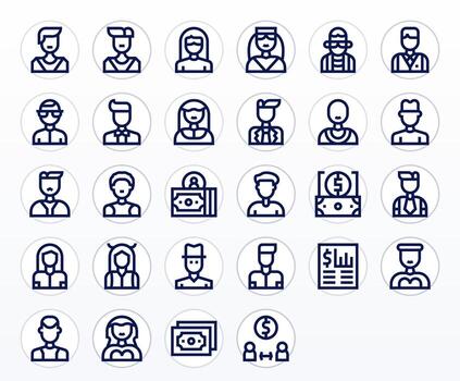 28 Bold Line Icons designed for Accountant in 128x128 Display Perfect format vector