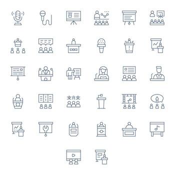 Lecture featuring 32 Retina Ready Icons in Thin Line Design vector