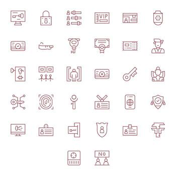 Authorization Graphics Pack including 32 Thin Line 64x64 Grid Fitted Icons vector
