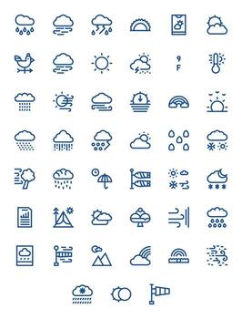 negrita línea estilo pronóstico íconos con 45 alto resolución editable diseños vector