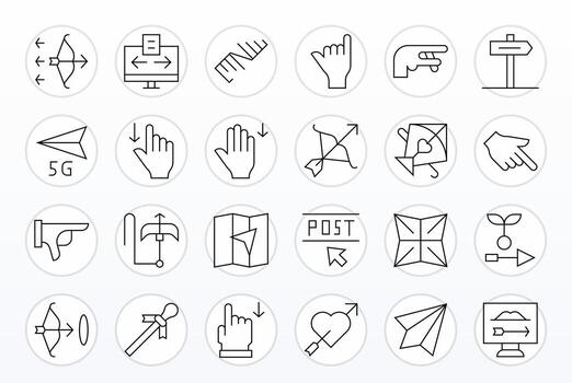 24 Display Perfect Thin Line Icons designed for Arrow Interface vector
