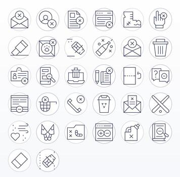 32 Thin Line Editable Icons tailored for Delete 64x64 interface vector