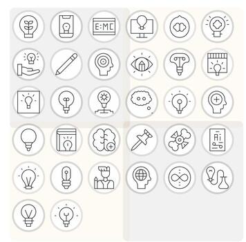 Concept Scalable Set featuring 32 Editable Thin Line High Resolution Icons vector