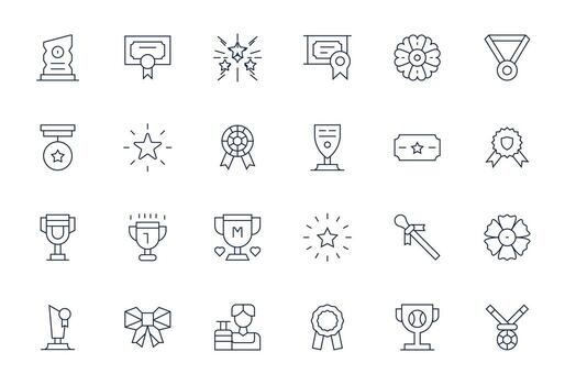 24 Icons for Accolade optimized in Editable Retina Ready Thin Line resolution vector