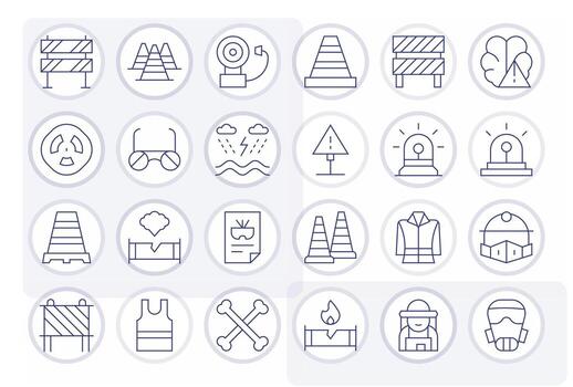 Hazard Icon Repository containing 24 Thin Line Retina Ready Pixel Optimized graphics vector