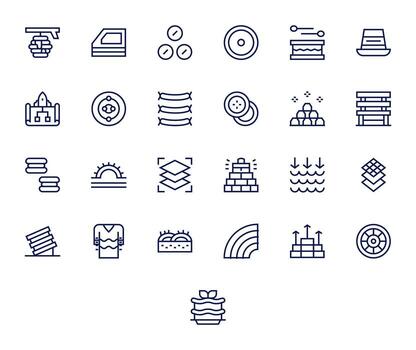 Layers Premium Bundle with 25 128x128 Pixel Aligned Regular Line Icons vector