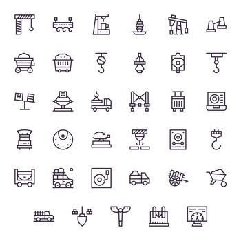 35 128x128 Icons for Load in Editable Regular Line Format vector