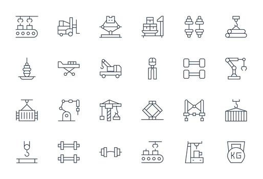 24 Thin Line Pixel Aligned Icons for Lifting Graphics vector