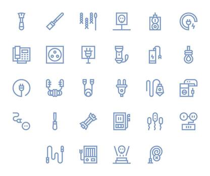 28 PIXEL Perfect High Resolution Icons for Cord in elegant Bold Line design vector