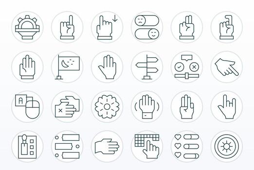 24 64x64 Thin Line Grid Fitted Icons for Option Projects vector