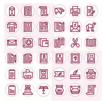 Paper Icon Toolkit featuring 36 Pixel Optimized 64x64 Bold Line elements vector
