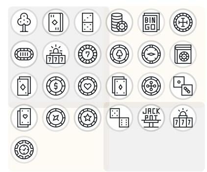 Regular Line Editable Icons from Gambling Set with 25 128x128 Icons vector