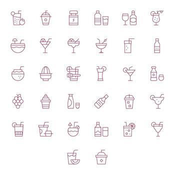 Juice featuring 32 High Resolution Icons in Thin Line Design vector