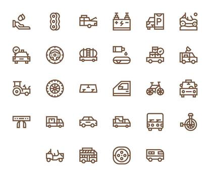 vehículo icono caja de herramientas presentando 28 monitor Perfecto 128x128 negrita línea elementos vector