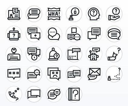 28 Pixel Aligned Bold Line Icons designed for Support Request Interface vector
