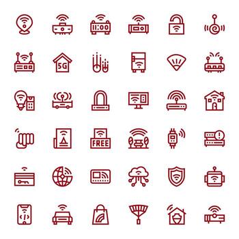 36 Icons for Wifi featuring 128x128 Pixel Aligned Bold Line Graphics vector