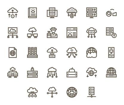 28 Bold Line Icons designed for Hosting in 256x256 PIXEL Perfect format vector