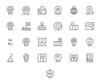 25 PIXEL Perfect Icons themed around Location Marker in 128x128 Regular Line format vector