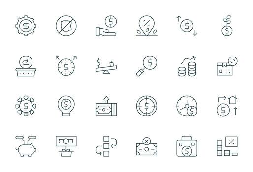 Return Professional Set with 24 Thin Line Editable High Resolution Icons vector