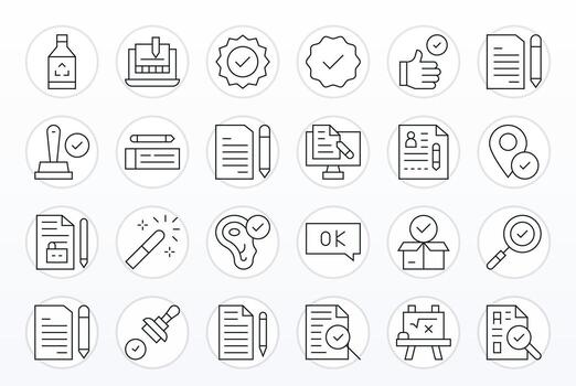 24 Icons for Correct featuring 64x64 Editable Thin Line Graphics vector