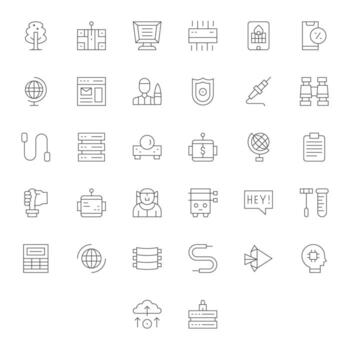 digital icono arsenal con 32 alto resolución Delgado línea monitor Perfecto diseños vector