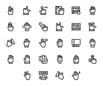 28 256x256 Bold Line Pixel Aligned Icons for Touchscreen Projects vector