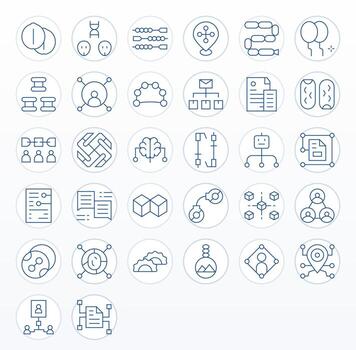 32 íconos para vinculado presentando 128x128 píxel optimizado Delgado línea gráficos vector