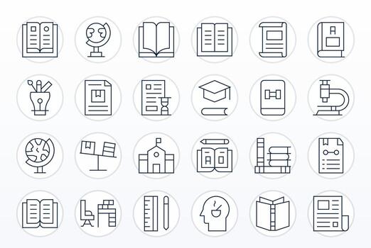24 Retina Ready Thin Line Icons optimized for Study Pixel Aligned display vector
