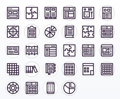 Sections Editable Set with 28 256x256 Bold Line Icons vector