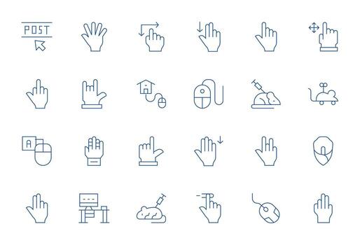 ratón 128x128 icono paquete con 24 Delgado línea píxel optimizado elementos vector