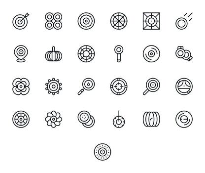 concéntrico exclusivo conjunto presentando 25 regular línea píxel optimizado 128x128 íconos vector