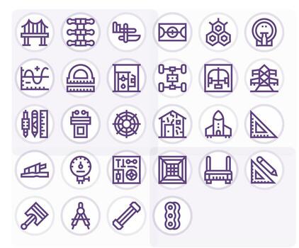 Ingenieria completar paquete con 28 retina Listo negrita línea monitor Perfecto íconos vector