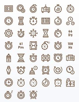 Countdown Display Perfect Set with 45 128x128 Bold Line Icons vector