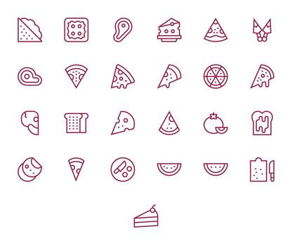 25 Regular Line Icons designed for Slice in 64x64 Display Perfect format vector