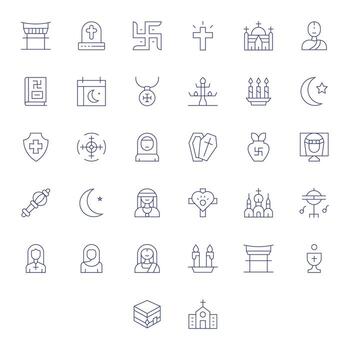 Religious Professional Set with 32 Thin Line Pixel Aligned High Resolution Icons vector