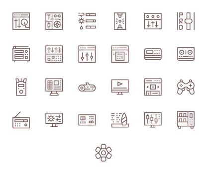 control S icono conjunto con 25 regular línea retina Listo píxel alineado gráficos vector