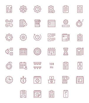 40 Icons inspired by Task in Editable 256x256 Thin Line quality vector